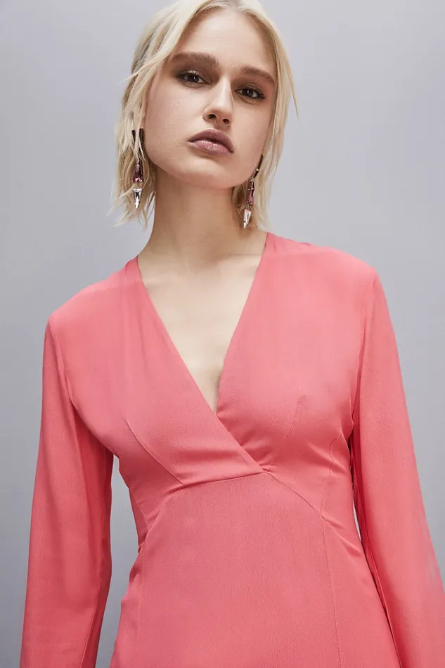 Patrizia Pepe Essential Viscose Crepe Dress Pink Hybrid Rose Apparel Mini