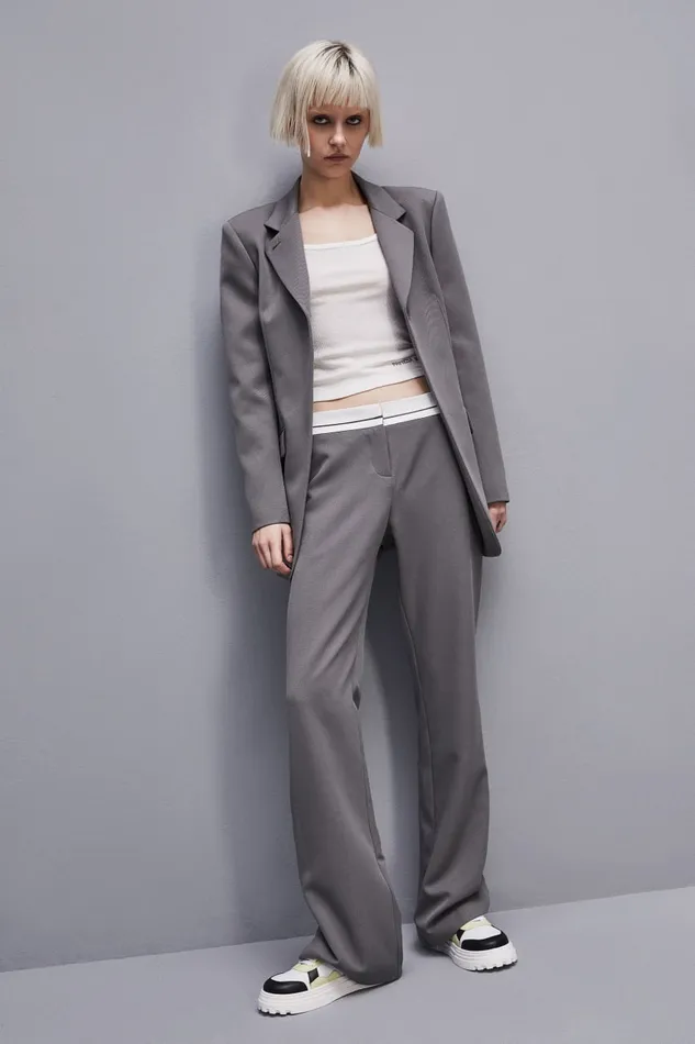 Patrizia Pepe Feminine Onebutton Jacket Grey Dim Gray Apparel Blazers