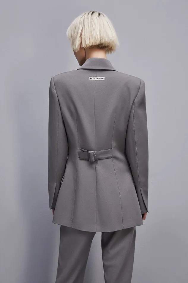 Patrizia Pepe Feminine Onebutton Jacket Grey Dim Gray Apparel Blazers