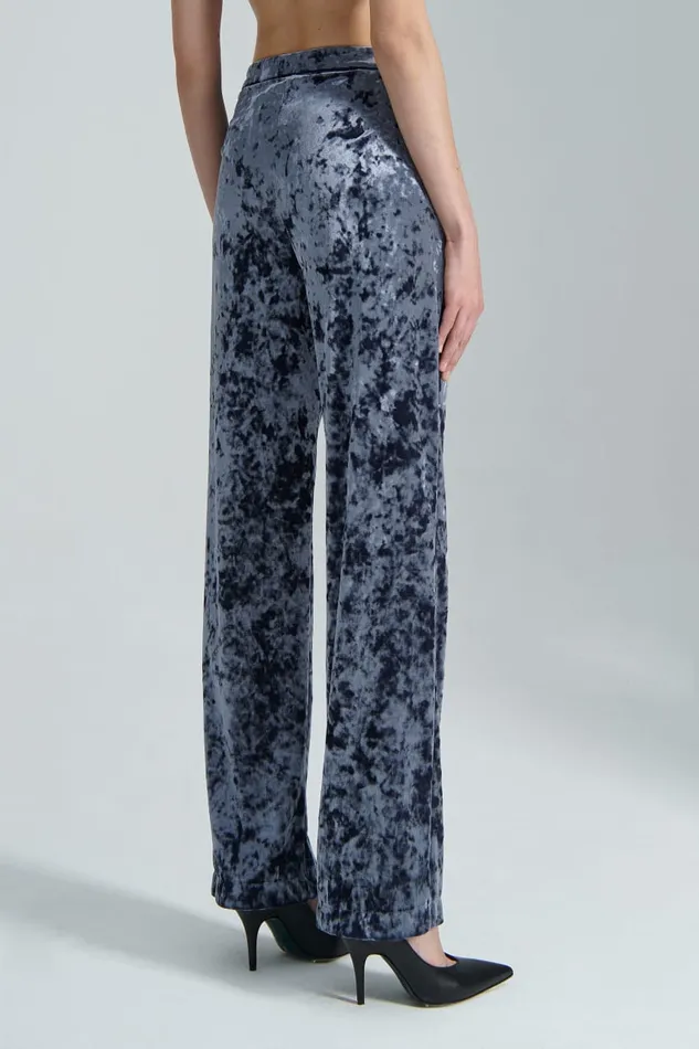 Patrizia Pepe Flowing Velvet Pants Blue Atmosphere Blue Apparel Straight Cut