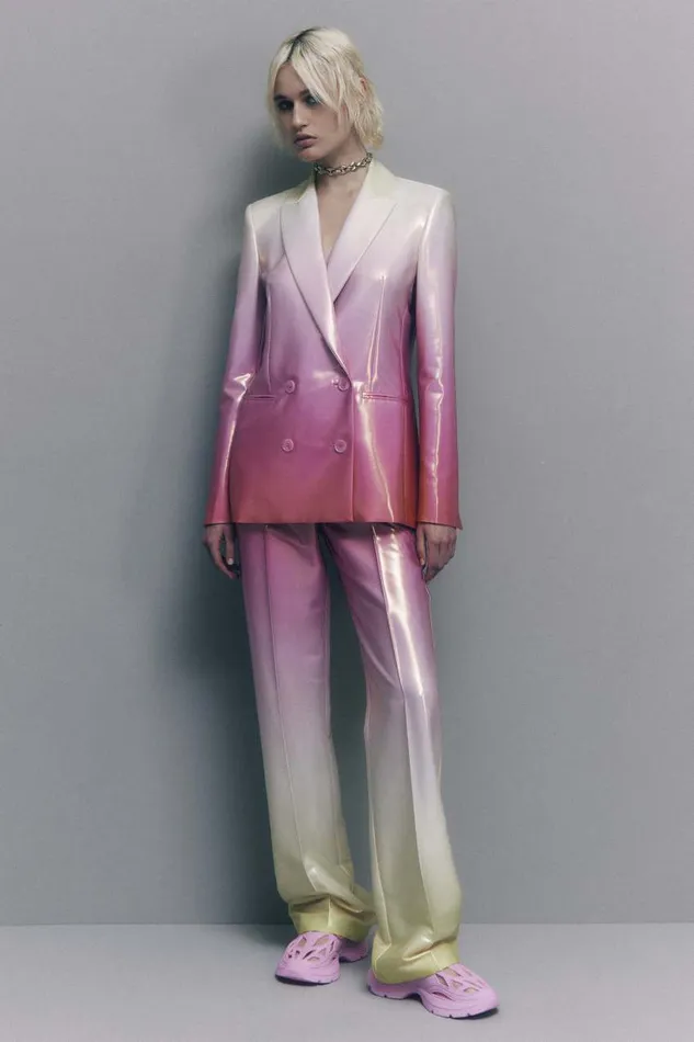 Patrizia Pepe Highwaisted Satin Pants Metallic Degrade Apparel Straight Cut