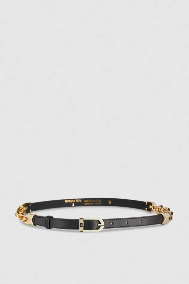 Patrizia Pepe Highwaisted Smooth Leather Belt Black Nero Accessories