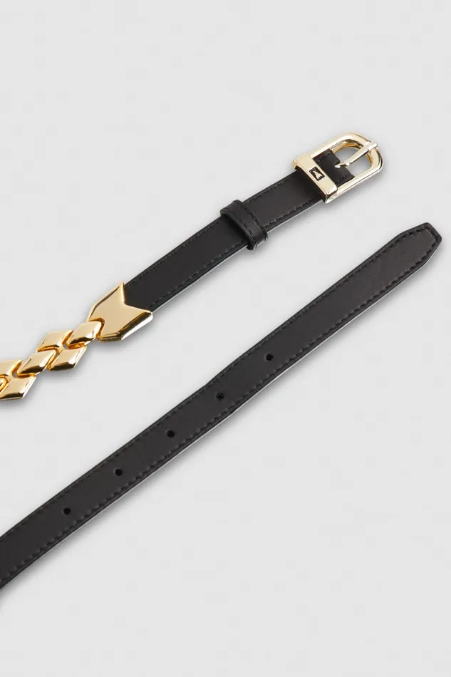 Patrizia Pepe Highwaisted Smooth Leather Belt Black Nero Accessories