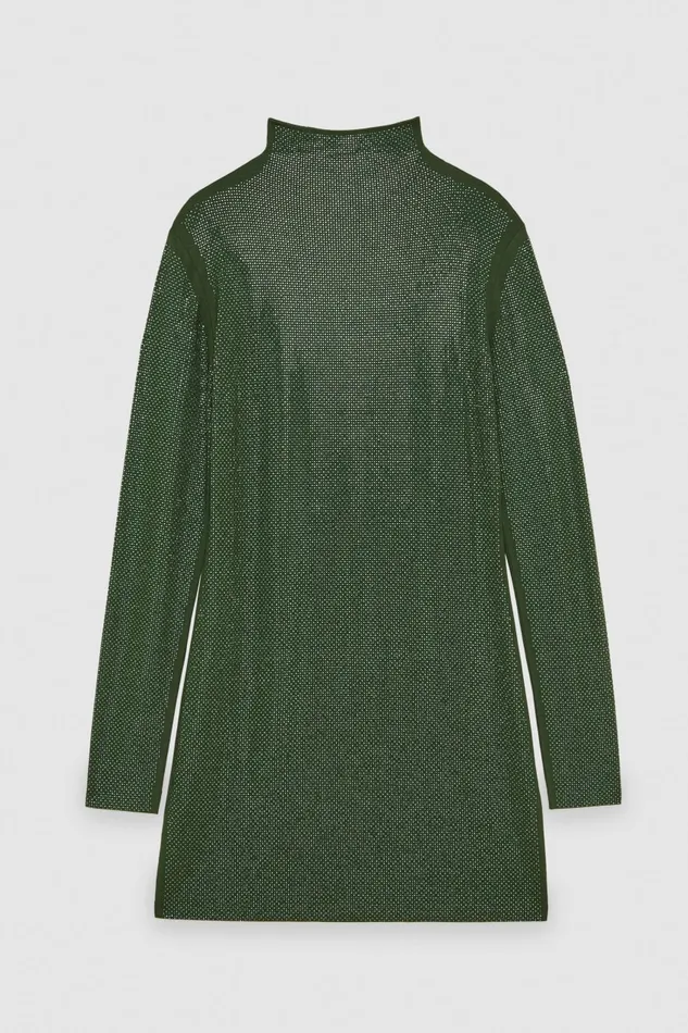 Patrizia Pepe Jersey Dress With Rhinestones Green Tuscany Green Apparel Mini