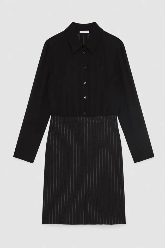 Patrizia Pepe Kneelength Pinstripe Dress Black Black Stripes Apparel Mini