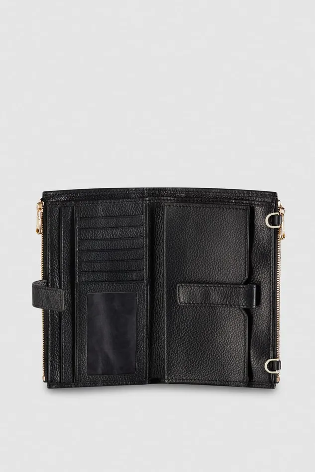 Patrizia Pepe Leather Wallet With Double Zipper Black Nero Accessories