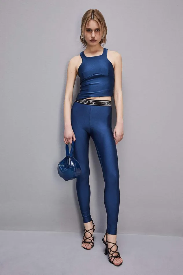 Patrizia Pepe Leggings In Technical Stretch Jersey Light Blue Blue Malibu Apparel Slim and Skinny