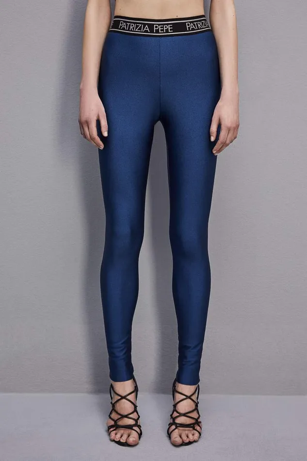 Patrizia Pepe Leggings In Technical Stretch Jersey Light Blue Blue Malibu Apparel Slim and Skinny