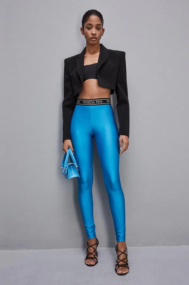 Patrizia Pepe Leggings In Technical Stretch Jersey Light Blue Summer Tourquoise Apparel Slim and Skinny