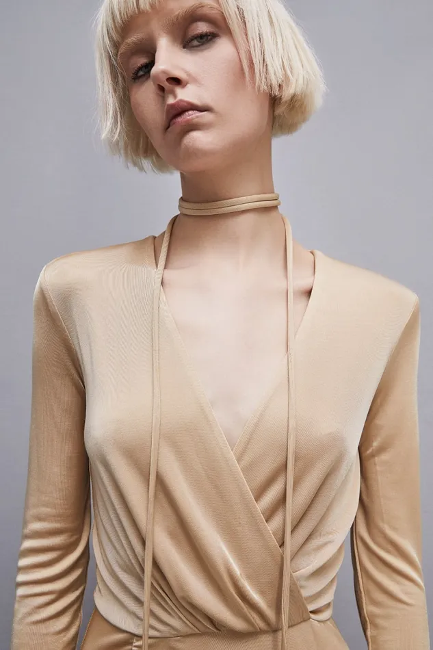 Patrizia Pepe Long Jersey Dress Beige Desert Beige Apparel Long