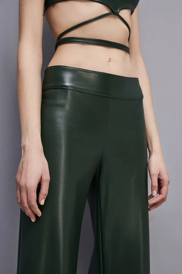 Patrizia Pepe Lowwaisted Palazzo Fit Pants Green Tuscany Green Apparel Palazzo