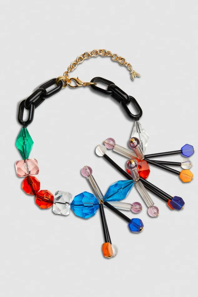 Patrizia Pepe Necklace With Techno Pop Fly Appliqu Black Multicolor Accessories