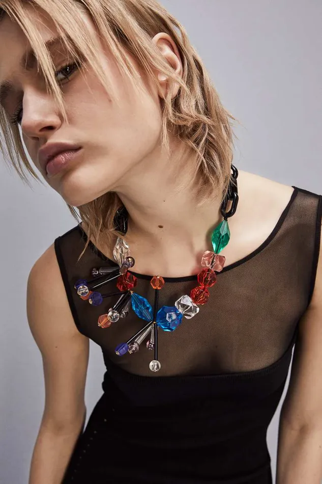 Patrizia Pepe Necklace With Techno Pop Fly Appliqu Black Multicolor Accessories
