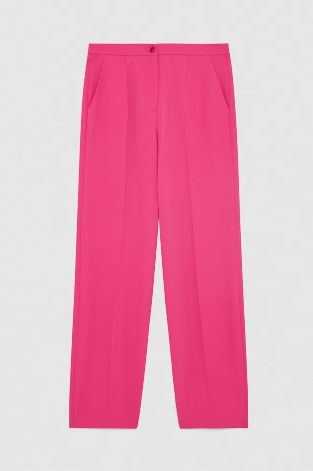 Patrizia Pepe Pleated Pants In Stretch Fabric Pink Poison Orchid Apparel Straight Cut