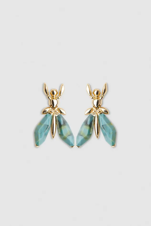 Patrizia Pepe Precious Fly Earrings With Stones Green Shaded Tuscany Green Accessories