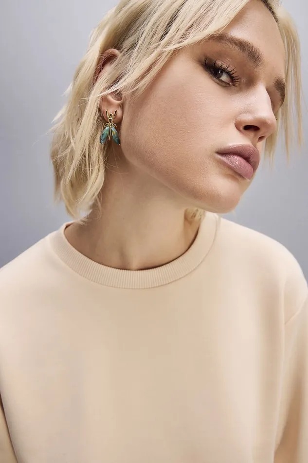 Patrizia Pepe Precious Fly Earrings With Stones Green Shaded Tuscany Green Accessories