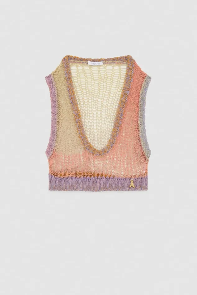 Patrizia Pepe Sleeveless Cropped Top Purple Violet Multicolor Apparel Tops