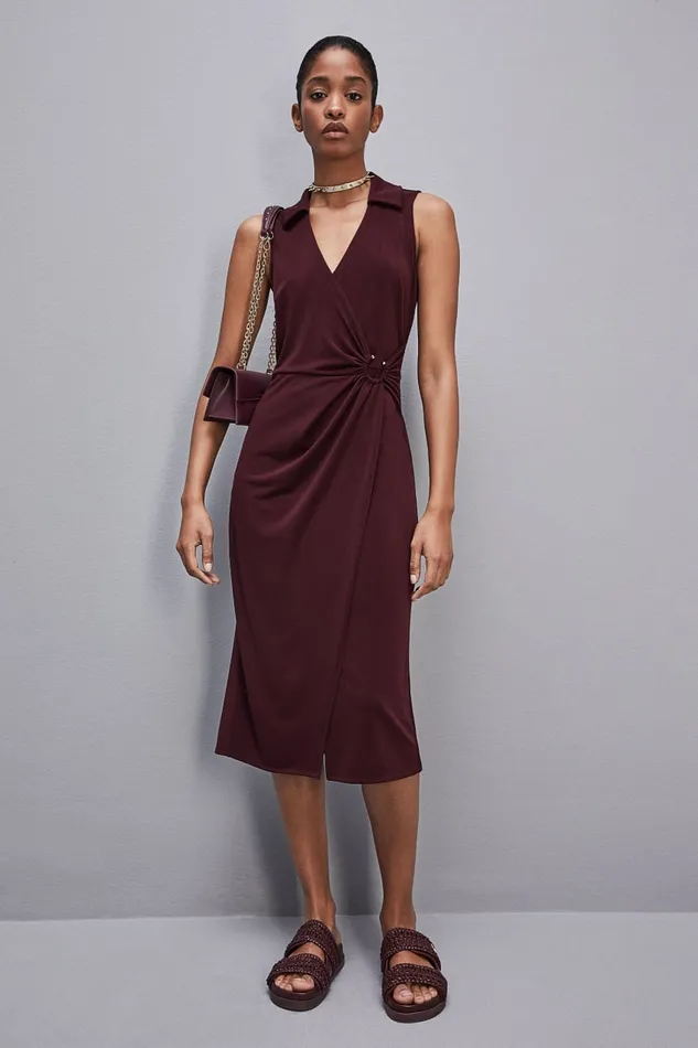 Patrizia Pepe Sleeveless Midi Jersey Dress Purple Dark Plum Apparel Midi