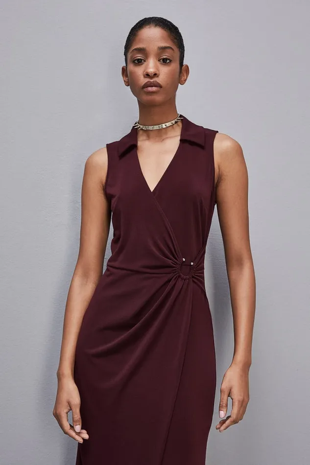 Patrizia Pepe Sleeveless Midi Jersey Dress Purple Dark Plum Apparel Midi