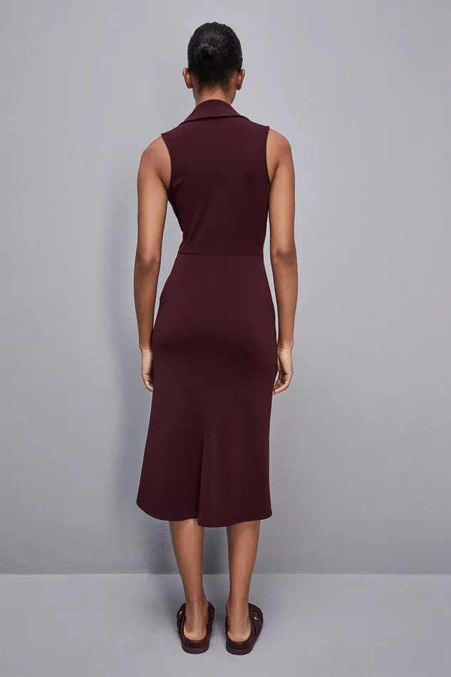 Patrizia Pepe Sleeveless Midi Jersey Dress Purple Dark Plum Apparel Midi