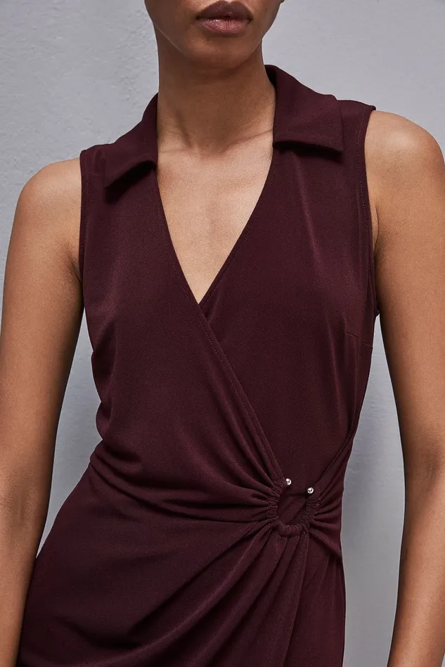 Patrizia Pepe Sleeveless Midi Jersey Dress Purple Dark Plum Apparel Midi