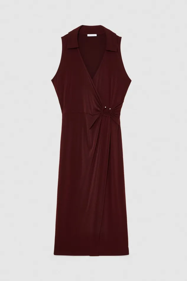 Patrizia Pepe Sleeveless Midi Jersey Dress Purple Dark Plum Apparel Midi