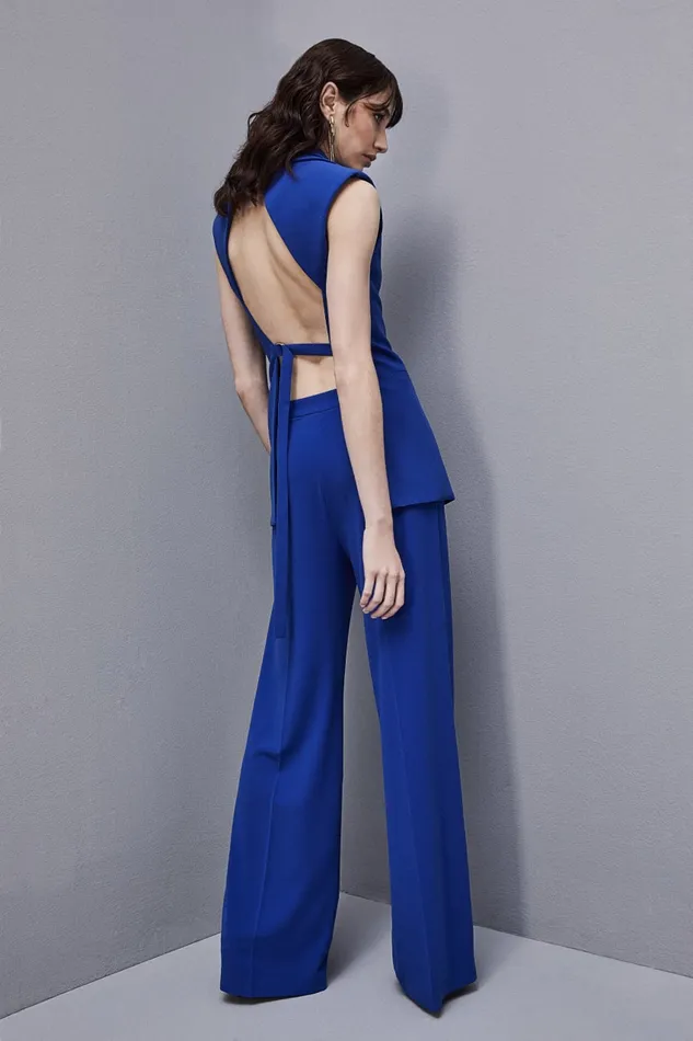 Patrizia Pepe Sleeveless Vest In Sabl Crepe Fabric Light Blue Blue Wave Apparel Blazers Patrizia Pepe Sleeveless Vest In Sabl Crepe Fabric Light Blue Blue Wave Apparel Blazers