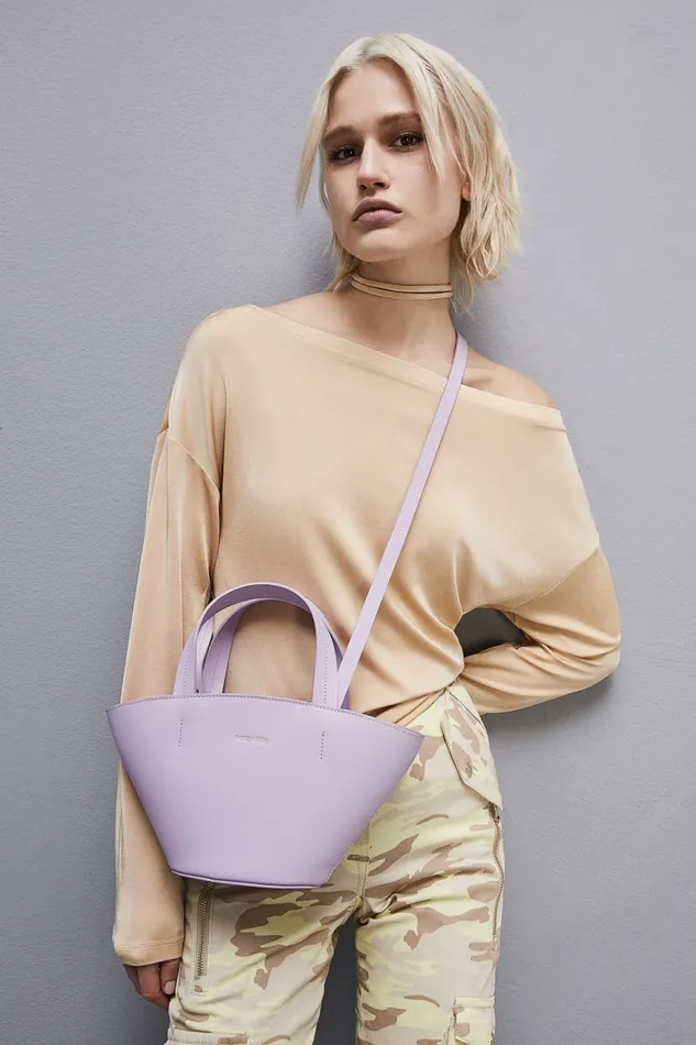 Patrizia Pepe Small Minimal City Purple Lilac Bloom Bags Shoppers