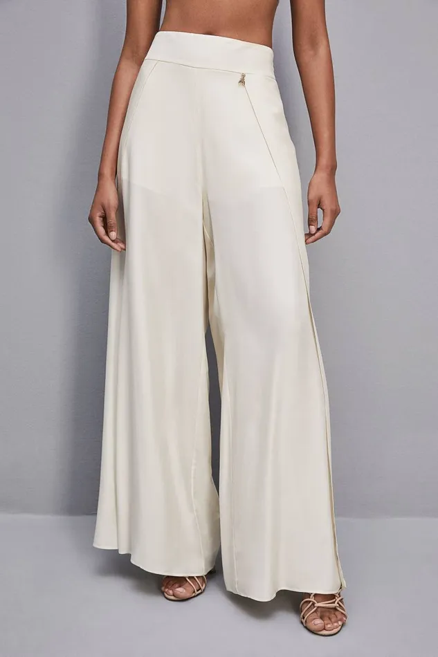 Patrizia Pepe Smock Stitch Palazzo Pants White Raw White Apparel Palazzo