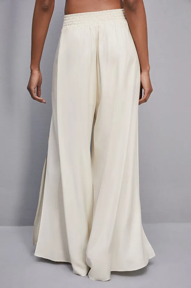Patrizia Pepe Smock Stitch Palazzo Pants White Raw White Apparel Palazzo