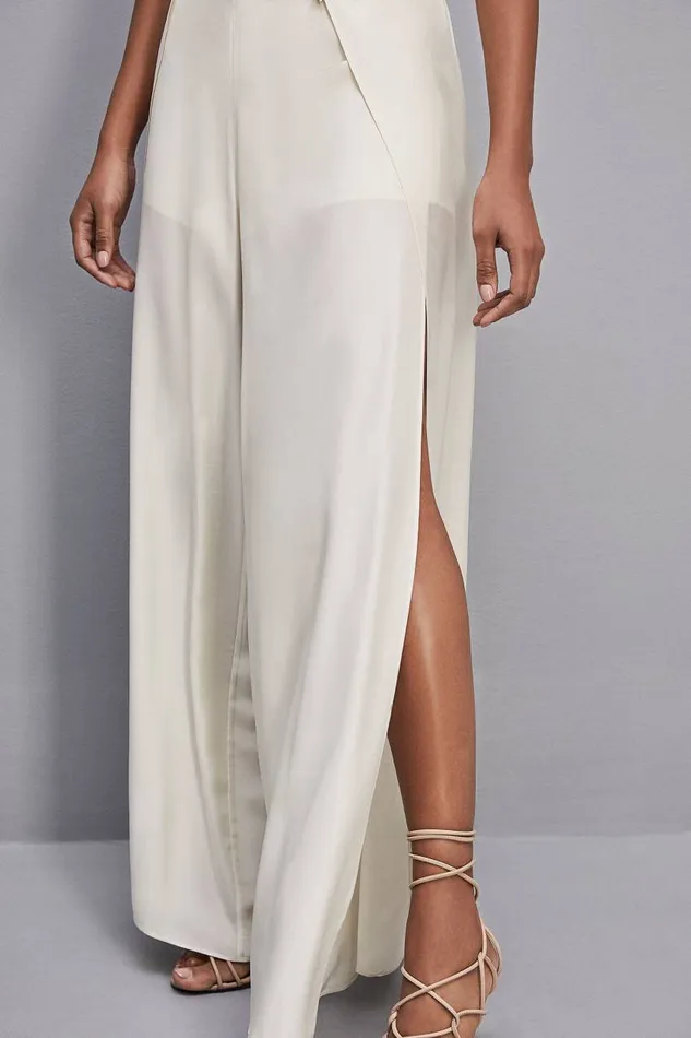 Patrizia Pepe Smock Stitch Palazzo Pants White Raw White Apparel Palazzo