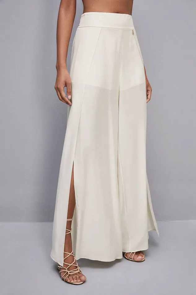 Patrizia Pepe Smock Stitch Palazzo Pants White Raw White Apparel Palazzo