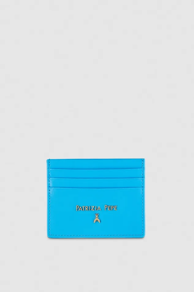 Patrizia Pepe Smooth Leather Card Wallet Light Blue Summer Tourquoise Accessories