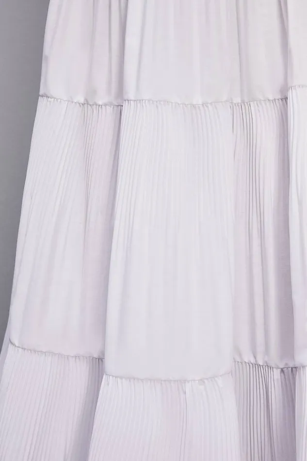 Patrizia Pepe Soft Ankle Pleated Skirt White Bianco Ottico Apparel Midi