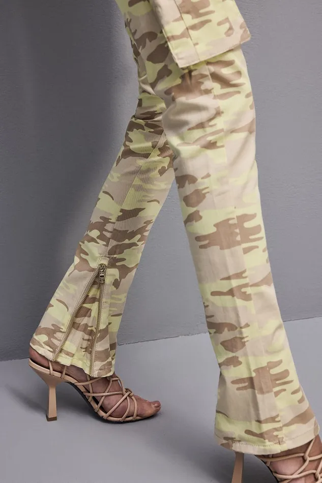 Patrizia Pepe Stretch Twill Cargo Pants Camou Print Apparel Slim and Skinny