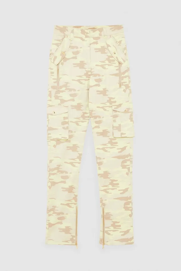 Patrizia Pepe Stretch Twill Cargo Pants Camou Print Apparel Slim and Skinny