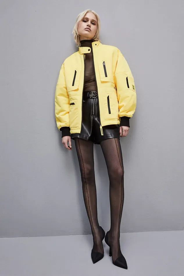Patrizia Pepe Technical Nylon Over Jacket Yellow Dynamic Yellow Apparel Jackets