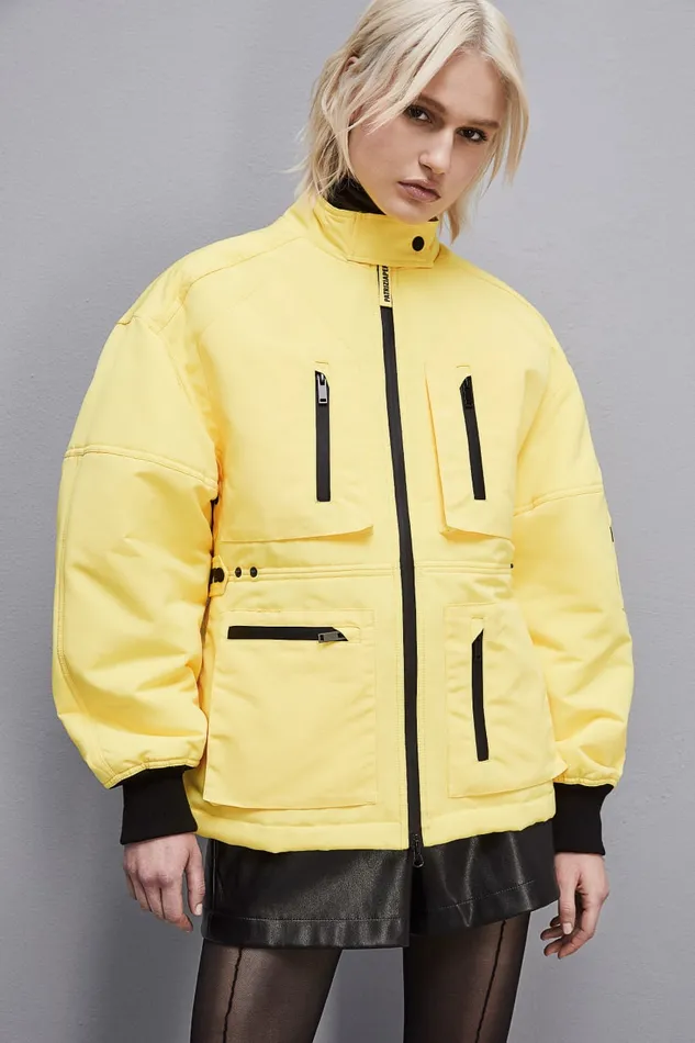 Patrizia Pepe Technical Nylon Over Jacket Yellow Dynamic Yellow Apparel Jackets