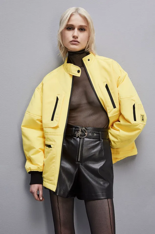 Patrizia Pepe Technical Nylon Over Jacket Yellow Dynamic Yellow Apparel Jackets