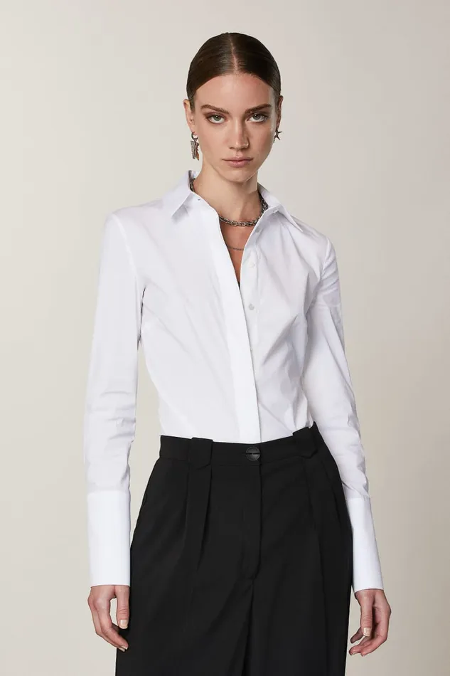 Patrizia Pepe White Shirt Bodysuit Bianco Ottico Apparel Shirts