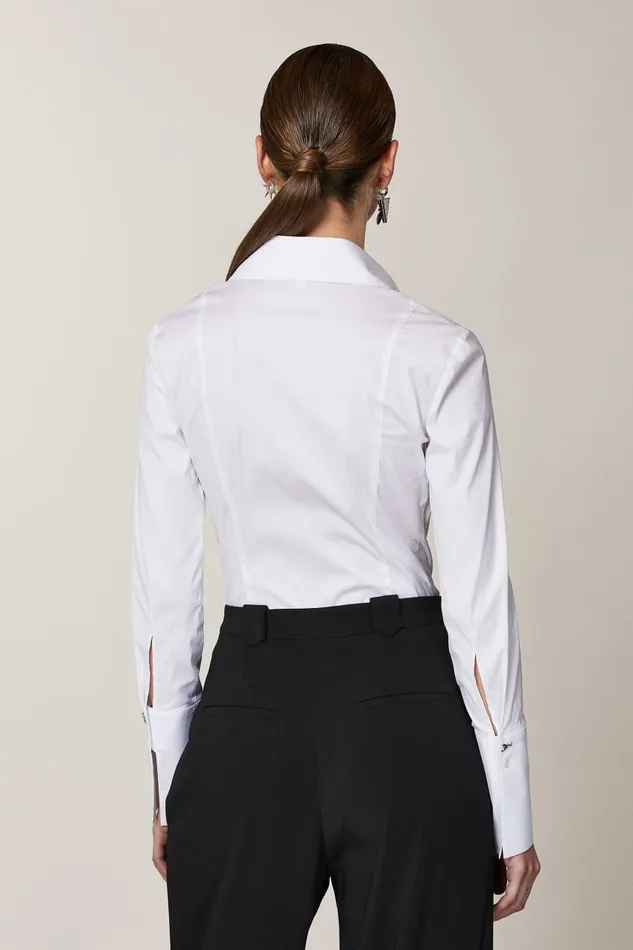 Patrizia Pepe White Shirt Bodysuit Bianco Ottico Apparel Shirts