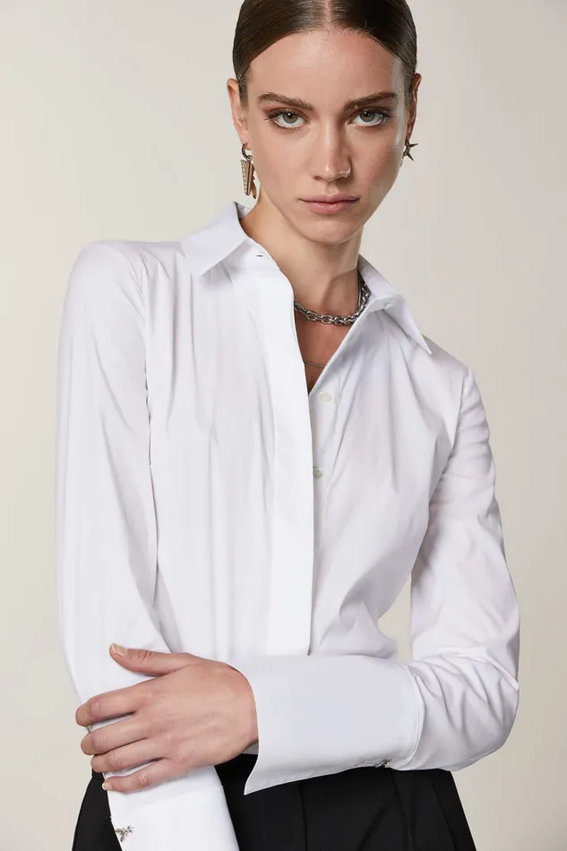 Patrizia Pepe White Shirt Bodysuit Bianco Ottico Apparel Shirts