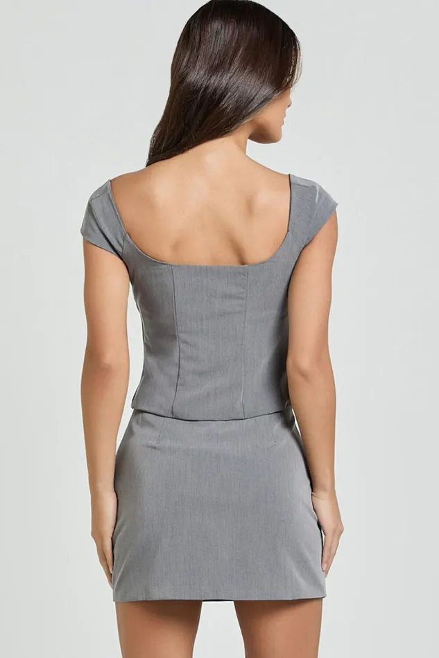Pauline Mini Skirt 8211 Tailored Column Mini Skirt In Grey Women Showpo Skirts