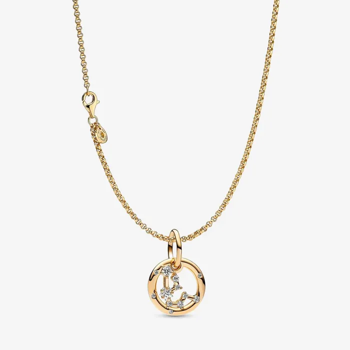 Pendant Necklaces Women Pandora 14K Gold Plated Aquarius Zodiac Necklace