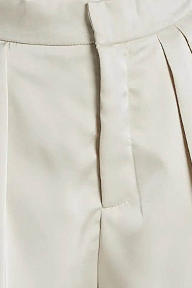 Percy Shorts 8211 High Waist Pleated Satin Shorts In Oyster Women Showpo Shorts