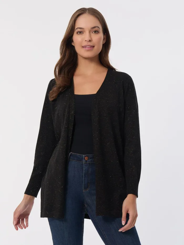 Petite Open Front Sparkle Cardigan Women Jones New York Petite Sweaters and Cardigans