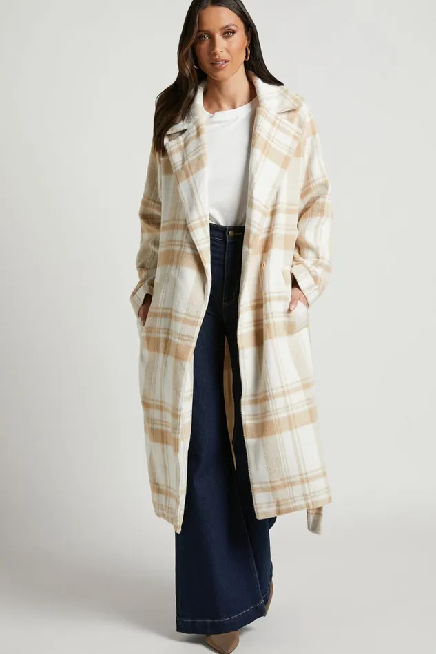 Phagie Coat 8211 Wrap Coat In Cream Women Showpo Jackets and Coats