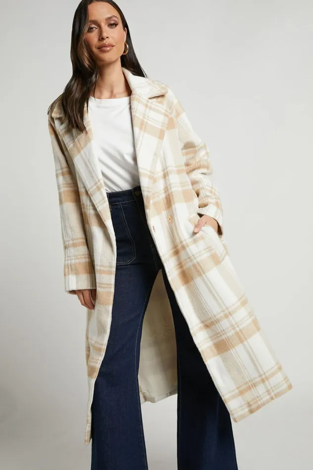 Phagie Coat 8211 Wrap Coat In Cream Women Showpo Jackets and Coats