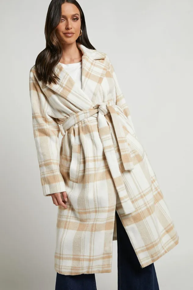 Phagie Coat 8211 Wrap Coat In Cream Women Showpo Jackets and Coats