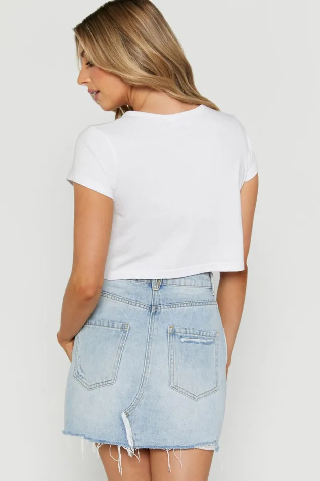 Pieta Mini Skirt 8211 Recycled Cotton Raw Hem Denim Skirt In Mid Blue Wash Women Showpo Curve Clothes